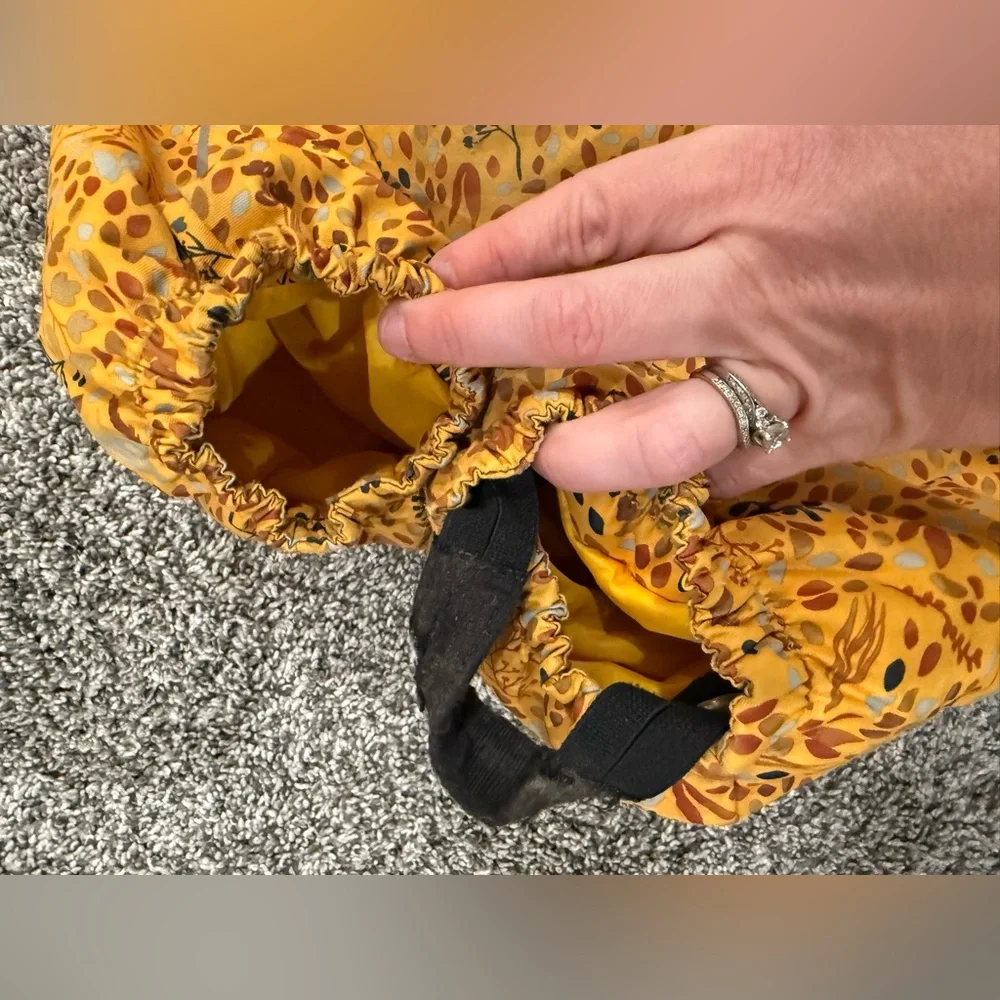 Reima yellow leaf print snowsuit, size 2T